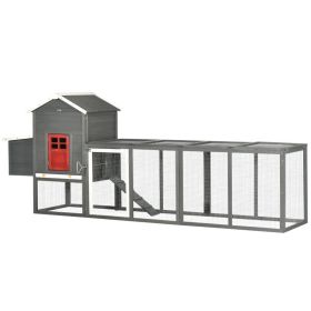 Extra Large Chicken Coop With Asphalt Roof, Wooden Hen Run With Slide-Out Tray And Nesting Box, Chicken Hutch For 3-6 Chickens, GrayMultiple Pack (Option: Storm Gray)