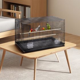 30 Inch Bird Cage, Metal Large Parakeet Cages For Cockatiels Small Parrot Budgies Lovebirds Canaries, Pet Bird Cage With Rolling Stand And Tray (Option: Black)