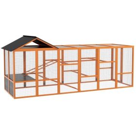 Wooden Chicken Coop Run For 6 -10 Chickens, Hen House Add-On With Storage, Perches,Multiple Packages (Option: Orange)