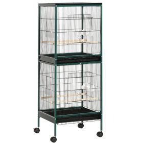 Large Bird Cage with 1.7 ft. Width for Wingspan, Bird Aviary Indoor with Multi-Door Design, Fit for a Canary, Finch, Conure, 55", Green (Option: Green-1420x610x115 mm)