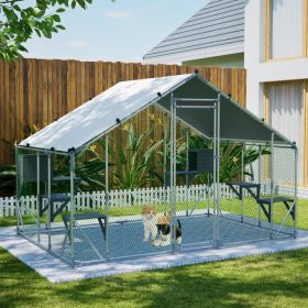 Extra Sturdy 3x2m Outdoor Metal Cat Cage -DIY Solid Wood Platform, Double Safety Lock & Enhanced Stability, Multi-Pet Use, Waterproof Tarp Includ (Option: Grey)