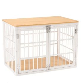 Sturdy Dog Crate Furniture, Heavy Duty Kennel For Large & Medium Dogs, Indoor Use (Option: Natural  42IN)