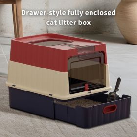 Drawer Cat Litter Box (Color: Red)