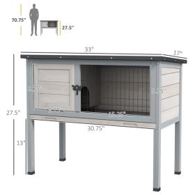 Elevated Rabbit Hutch, Wooden Bunny Cage With Hinged Asphalt Roof And Removable Tray, For IndoorOutdoor, Gray (Option: Gray Black)