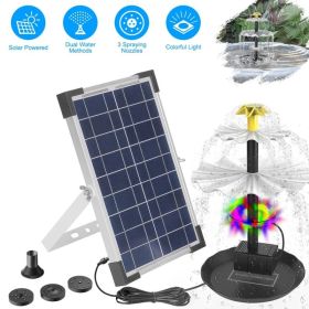 3-Tier Solar Bird Bath Fountain Solar Powered Water-Pump Waterfall Feature With Colorful Light 3 Nozzles 6W Solar Panel For Bird Bath Patio Yard (Option: Black)