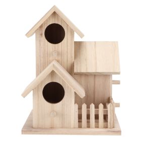 Outdoor Birdhouse Paulownia Garden Bird Nests Small Bird Breeding Box For Wild BirdsThree Rooms (Option: Default)